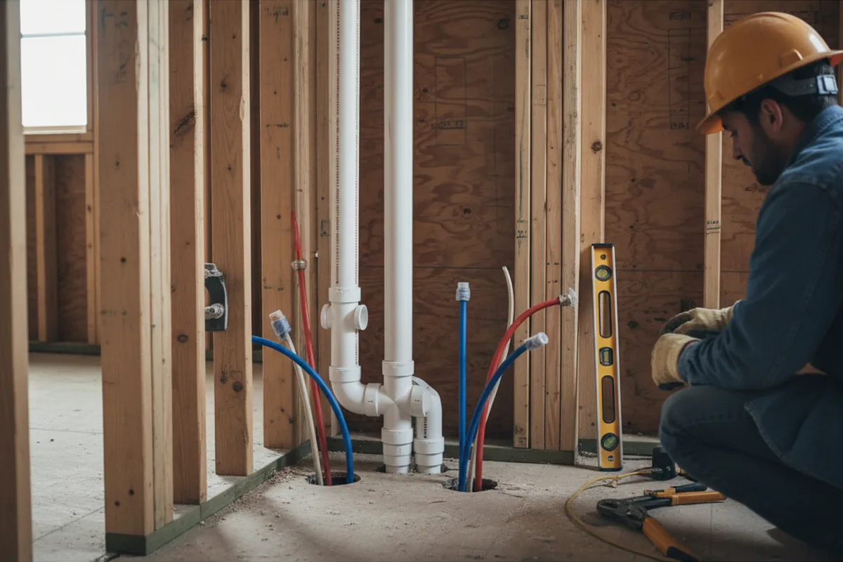 Drain and supply rough-in during Garbage Disposal Repair in Alexander