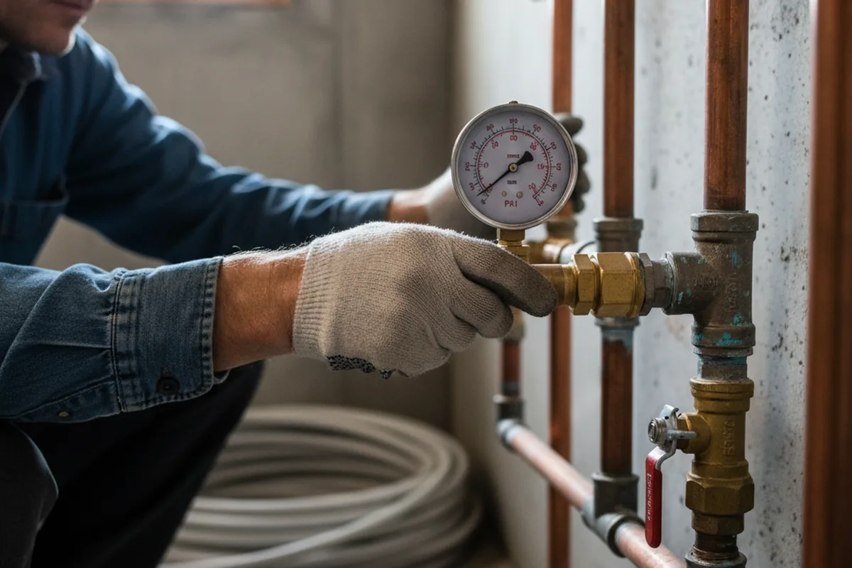 Pressure testing a repaired line during Water Line Repair in Alexander